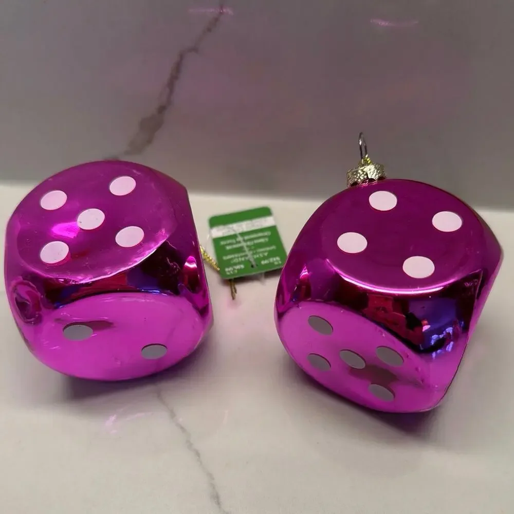 NEW Pair Hot Pink Glass Dice Vegas Cowgirl Ashland Michaels